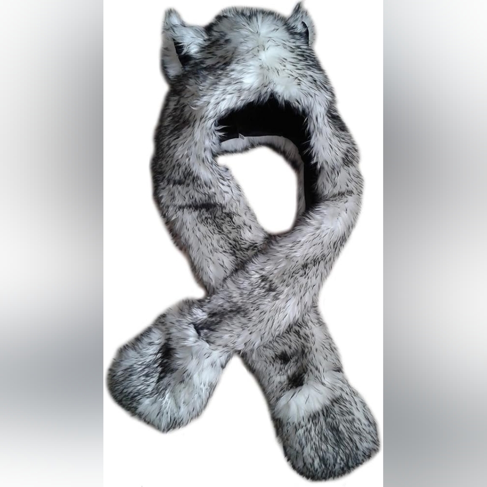 Novelty Scarf Animal Furry Hood Hat